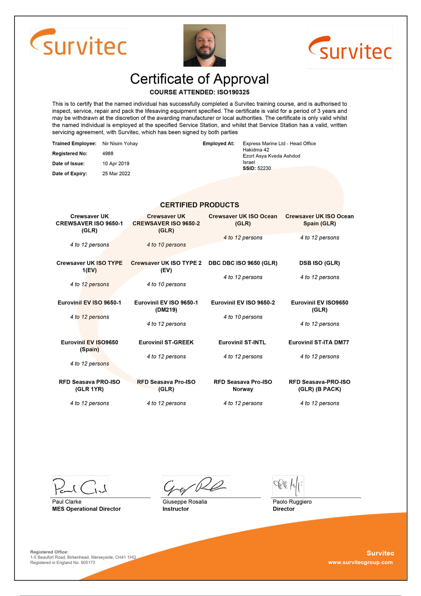Survitec ISO 190325